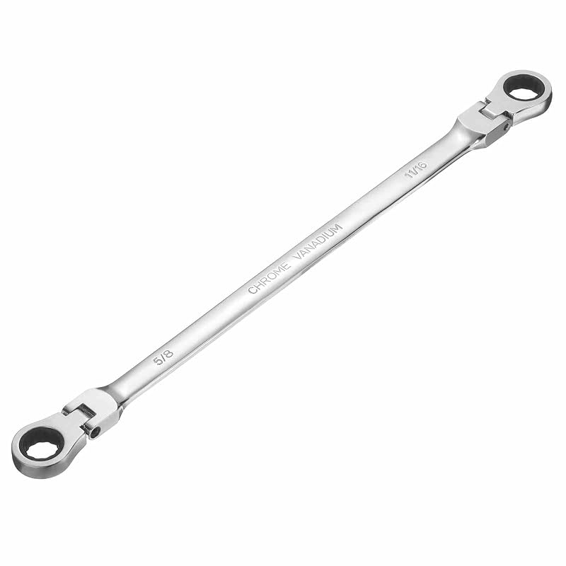 HARFINGTON Chave estrela dupla com catraca, cabeça articulada 180°, 72 dentes, aço cromo-vanádio, 15,9 x 17,5 mm (5/8 x 11/16 pol.), 40,8 cm