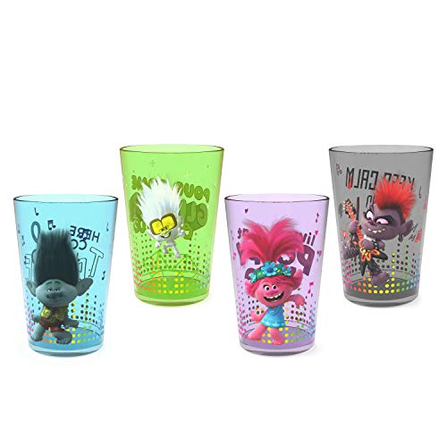 Image of Zak Designs 14.5oz DreamWorks Trolls World Tour Nesting Tumbler Set Includes Durable Plastic Cups, Fun Drinkware is Perfect for Kids, 4pk (14.5oz, Poppy & Friends)