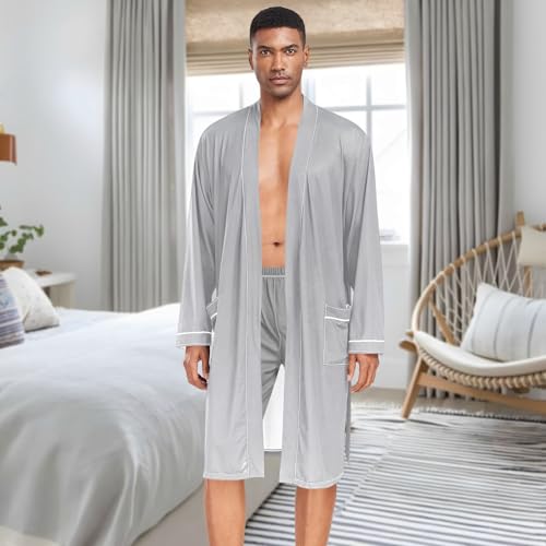 J JOYSAY Clean Mirror Gradient Mens Robe Lightweight Bathrobe With Pocket Long Sleeve kimono Sleepwear4