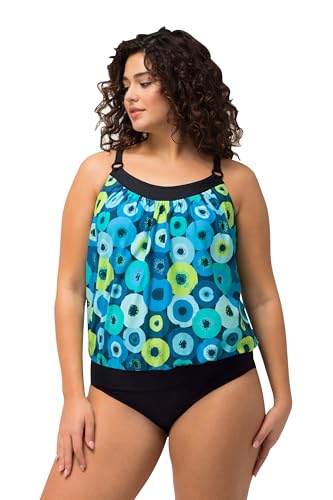 Ulla Popken Tankini, círculos, Rellenos Blandos, Tirantes Ajustables, Material Reciclado Marina 52 826263130-52