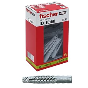 Fischer 542454 Dowel UX, Grey, 10 x 60 mm Set of 25 Pieces