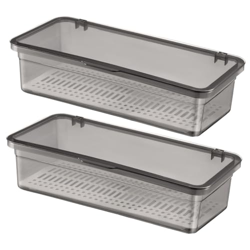 SEWACC 2個 多機能水切り防塵箸収納ボックス 食卓用スプーンフォーク整理ケース 家用カトラリーオーガナイザー