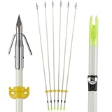 6 Pack 32 inch Bowfishing Arrows with Broadheads and Safty Slides Bow Fishing Arrow Luminous for Compound Bow Recurve Bow Fishing Hunting