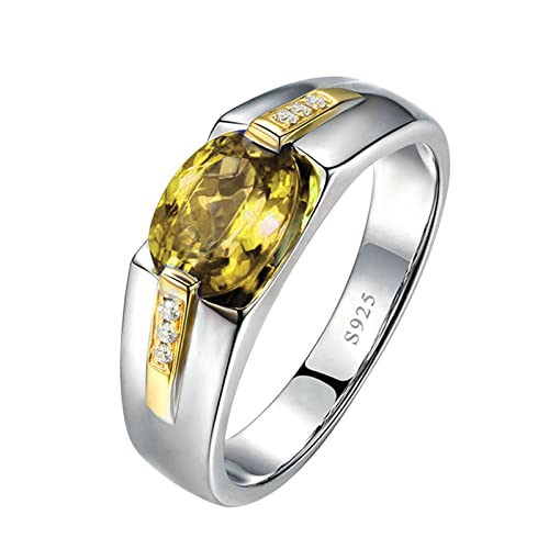 Wedding Anniversary Ring, 925 Sterling Women Oval Yellow Cubic Zirconia Promise Rings Size H 1/2-V 1/2