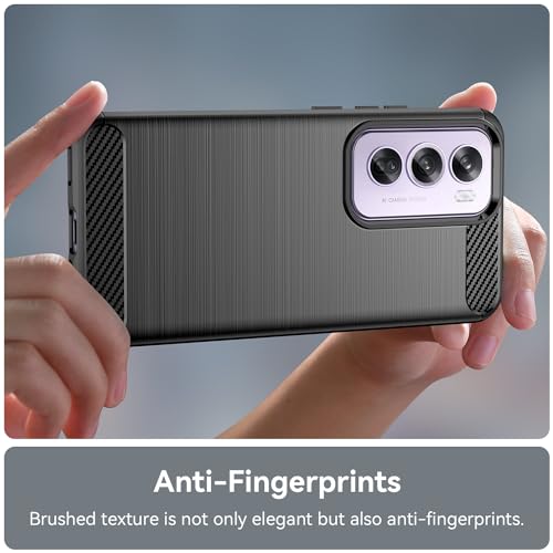Image of NPRC Hybrid Ultra Slim Protective Case TPU Non-Slip Carbon Fiber Texture Shockproof Case Cover for Reno 12 - Black