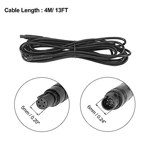Image of X AUTOHAUX 5 Pin 4m 13ft Backup Camera Extension Cable Dash Camera Cord Wires Car Rear View Camera