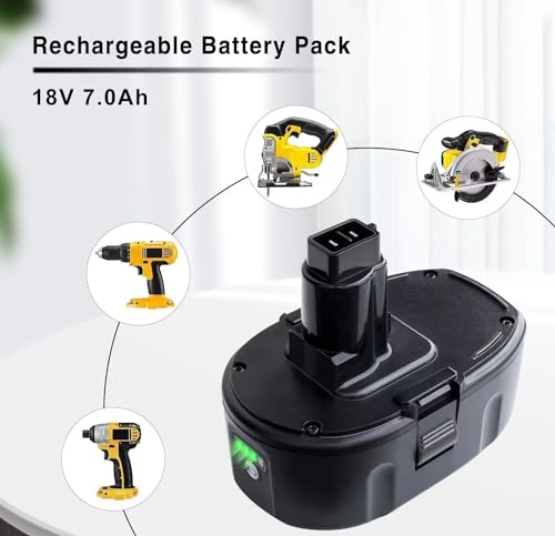 DTK 2Pack 7.0Ah Lithium-Ion Battery Replacement for Dewalt 18V XRP Ni-Cad DC9096 DC9098 DC9099 DE9039 DE9095 DE9096 DE9098 DW9095 DW9096 DW9098 DE9503 DC9182 18V XRP Batteries - Image 5