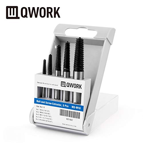 QWORK Screw Extractor Easy Out Damaged Bolt Extractor Kit Stripped Broken Screw Remover