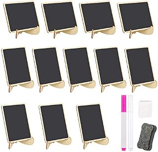 DOQNL 12Pcs Mini Chalkboard Mini Blackboard Food Label Place Cards Small Blackboard with Marker Pens Eraser und Cleaning Cloth for School Party Table Numbers Food Signs
