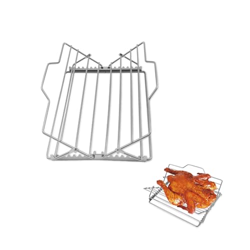 Image of Kofebe Chicken Roasting Rack, Adjustable Grill Rack for 9 * 13" Pan, Stainless Steel V-Shaped Turkey Roaster Stand for Oven, Grilling, Picnic, Camping