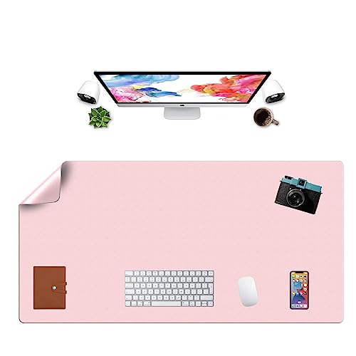 Tapis de souris double face en cuir LL-COEUR rose 120x60 cm pour bureau