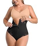 SHAPELLX Tummy Control Thong Shapewear for Women Shaping Thong Body Shaper Underwear with Hook Zipper Closure Medium