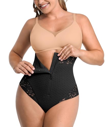 Image of SHAPELLX Tummy Control Thong Shapewear for Women Shaping Thong Body Shaper | Hook Zipper Closure, High Waist, AirSlim, back support, anti-slip, no dig, Faja Panty, under dress, no panty lines, Polka Dot