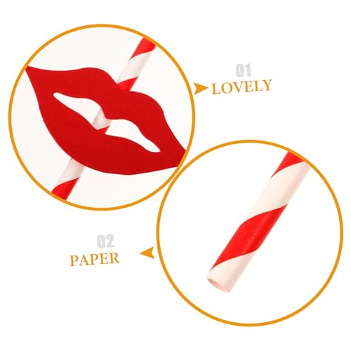 50 pitillos de papel para cóctel decorativos rojos miniatura 3