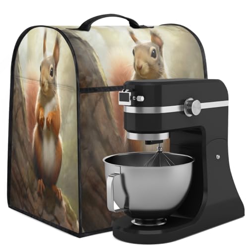 Coffee Maker Cover Cute Squirrel Kitchen Appliance Covers Small Appliance Covers Blender Cover Juicer Cover Dust Covers for Kitchen Appliances with Top Handle and Pockets,Washable,B603