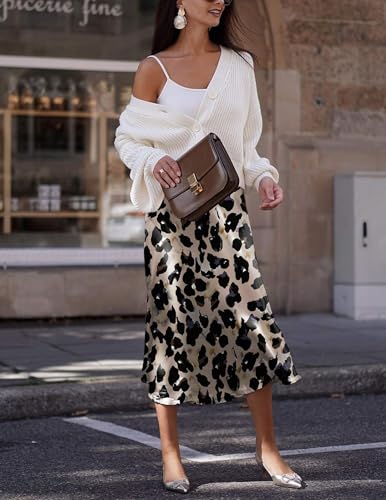 Image of Zeagoo Skirts for Women High Waist Skirt Elegant Midi Skirt Satin