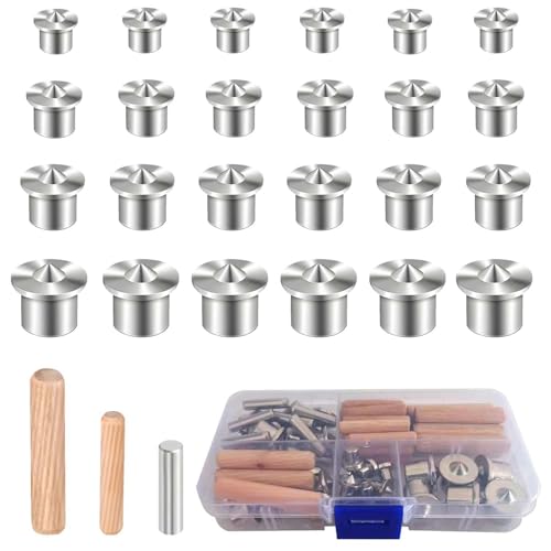 67 Pcs M6 M8 Wooden Dowels Assorted + Dowel Pins Center (6/8/10/12mm), Hardwood Grooved Fluted Pins and 4mm x 20mm Stainless Steel Dowel Pin, Woodworking Alignment Tool for DIY, Furniture