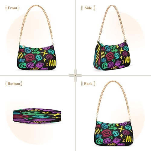 Shoulder Bag for Women Grunge Geometric Shapes Tote Handbag Crossbody Bag with Zipper Closure2
