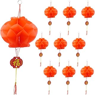 Casoter 16cm Diameter Red Chinese Lanterns Decoration for Home, Wedding New Year Chinese Spring Festival Celebration Supplies,10 Pieces