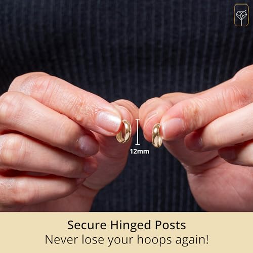 Small Solid 10k Gold Hoop Earrings for Women 3mm Wide | Gold Hoop Earrings in 12mm, 15mm & 18mm Diameter | Hypoallergenic Bold Real Gold Hoops by MAX + STONE3