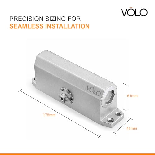 Image of Volo Automatic Hydraulic Double Speed Aluminium Door Closer Premium Heavy Duty for Residential / Commercial Purpose with Fitting Set (Silver). Weight Capacity: 30kg- 70kg