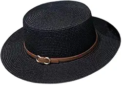 ChapéU De Praia | ChapéU Feminino De Palha SintéTica DobráVel Com Faixa De Couro, ProteçãO Uv, Ideal Para Viagens E VerãO