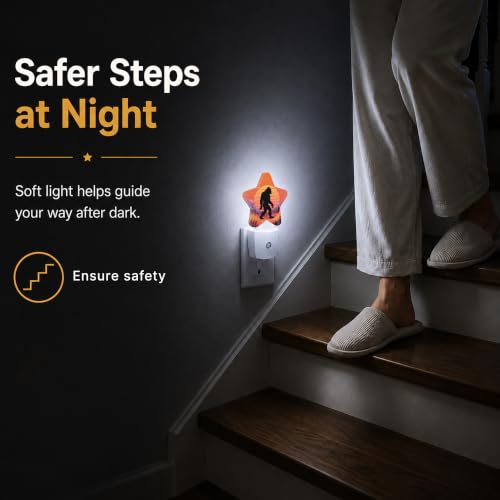 Image of Star Night Light with Dusk to Dawn Sensor, Big Foot Plug in Night Light for Kids Bedroom Nursery, Soft Warm Glow Lamp for Hallway Bathroom Energy Saving