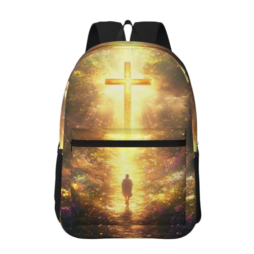 Jesus Sunlight Cross Backpack for Men Women Shoulder Bags Casual Daypack Travel Work Outdoor Backpacks,17 Inch
