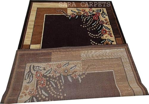 Image of Soft Thick Geometric Acrylic Washable Anti Skid Carpet. for Living Room Bedroom. Hall Size 6 x 8 feet (150X210 Cm) Brown D13