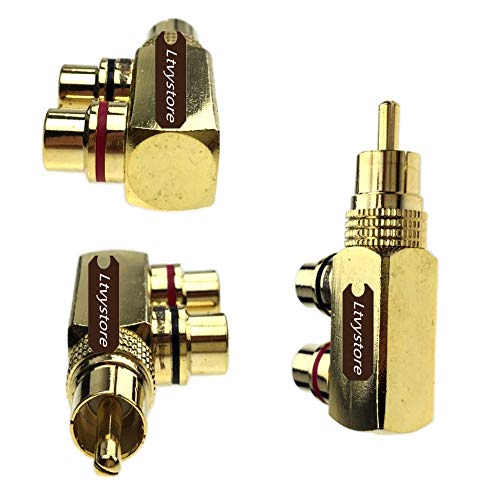 Adaptador Divisor RCA Macho a 2 Hembras Ángulo Recto Pack 7 miniatura 3