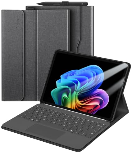 FINTIE Funda protectora para Microsoft Surface Pro de 12 pulgadas (2025), cartera de visión multiángulo, cubierta trasera de TPU con bolsillo y soporte para lápiz capacitivo, compatible con teclado