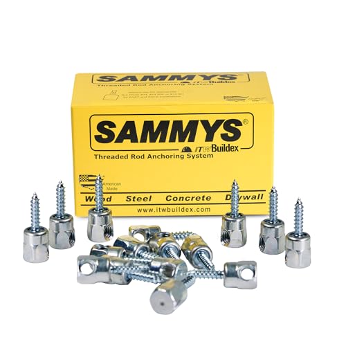 Sammys 8020957-25 1/4 x 1'' Horizontal Rod Anchor Super Screw with 3/8 in. Threaded Rod Fitting, for Wood (Pkg.=25), Zinc