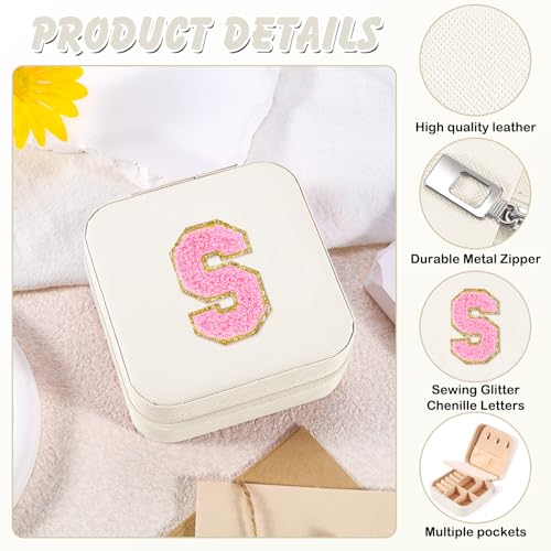 URSKYTOUS Travel Jewelry Case For Women Girls Jewelry Box Mini Jewelry Organizer Holder for Women Portable Personalized Teens Girls Birthday Gifts for Friends Sister Mom Bridesmaid Her(White S) - Image 3