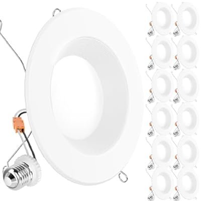 Sunco 12 Pack Retrofit LED Recessed Lighting 6 Inch, Downlight Can Lights for Ceiling, Baffle Trim, 965 LM, 13W (120W Equivalent), 6000K Daylight Deluxe, Dimmable, Damp Rated UL
