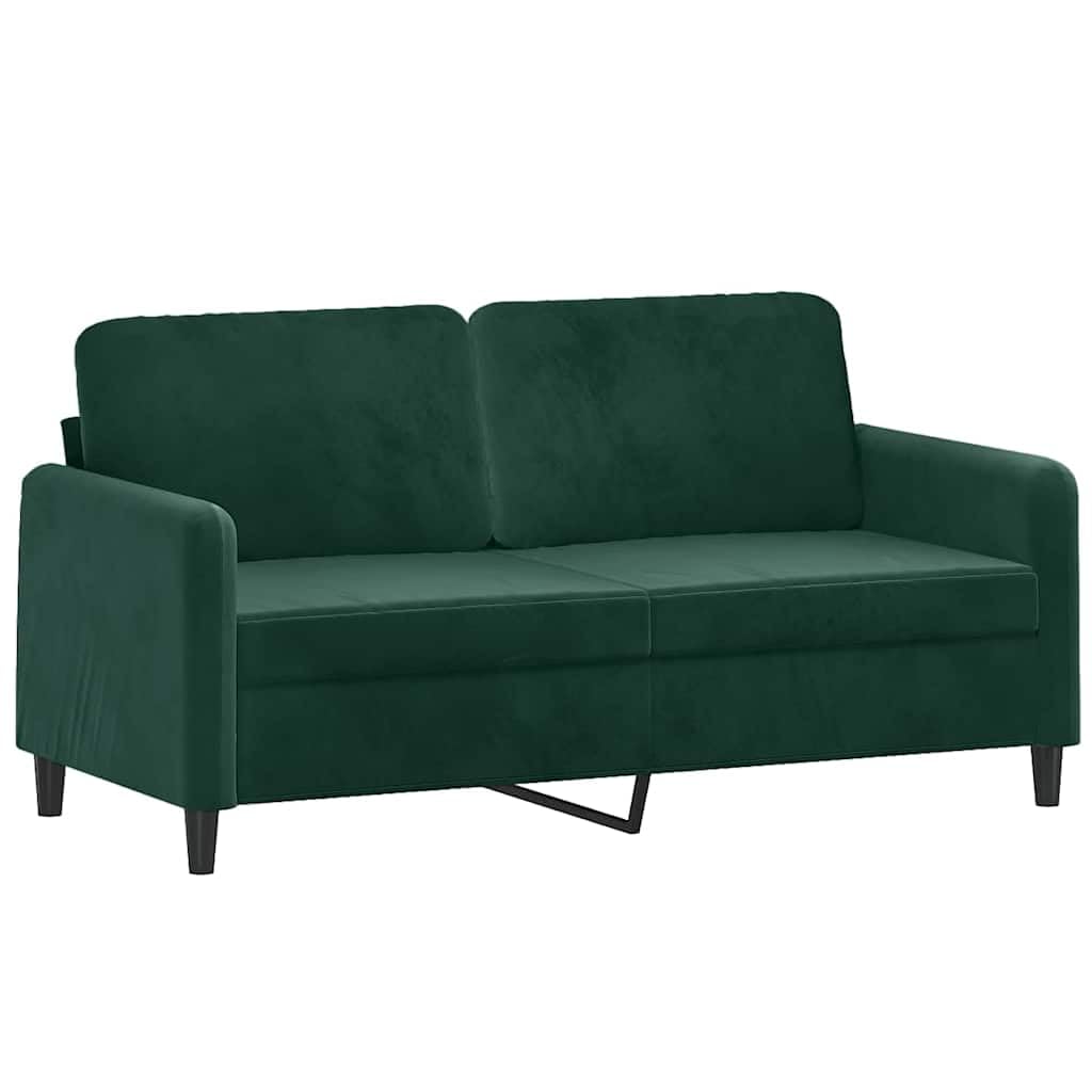 Juego de sofá de terciopelo verde oscuro, 2 sofás de 2 plazas con reposapiés, sofá tapizado para salón, diseño moderno, cómodo sofá de terciopelo para el hogar