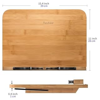 Leggio in legno, bookstand bambù, Lettura Supporto Notebook e ricettario per Cucina in bambù Pieghevole