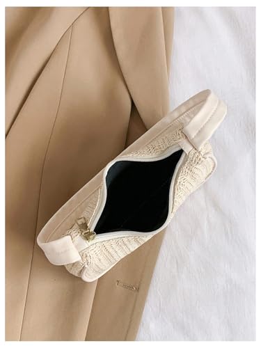 Women's Elegant Weave Small Underarm Bag Zipper Top Handle Square Shoulder Handbags2