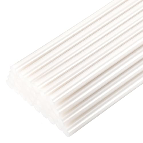QUARKZMAN 30Pz Bastoncini a Caldo di EVA Dimensione Completa 11mm x 200mm Sticks Grandi Adesivi per Pistola Colla a Caldo, Bianco Metallizzato