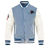 Pro Standard Mens Clark Atlanta Panthers Varsity Blues Jacket Denim/Linen L
