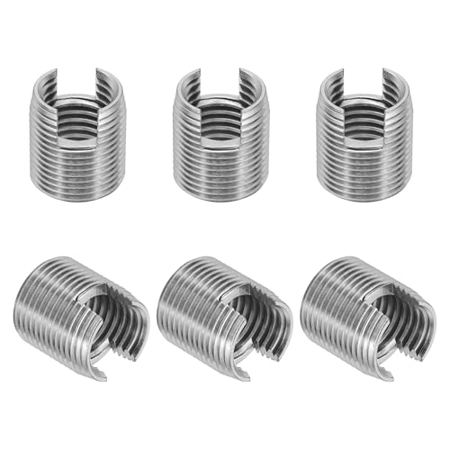 PATIKIL Insertos de rosca autorroscantes, 6 unidades, M16 x M20 x 22 mm, acero inoxidable 303, adaptador de rosca reductor, tornillo ranurado, reparación insertos de tuercas, manguito