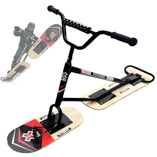 vnmudzeo Scooter De Nieve Premium, Carga De 150 Kg, Scooter De Snowboard, RotacióN De 360°, EsquíS De Nieve Todoterreno Profesionales Wood