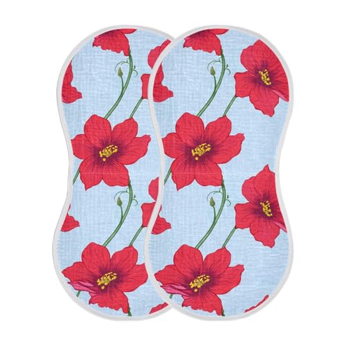 Flowers Red Blue Elegant Burp Cloths for Babies Burp Rag Cotton Spit Up Rag for Babies Newborn