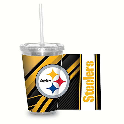 Image of Rico Industries NFL Football 16oz Clear Tumbler W /Straw for NFL Fans