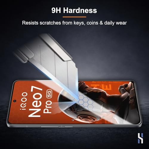 Image of Tempered Glass for iQOO Neo 7 Pro | Neo 7 | 11 | 9T (6.78 Inch) Military Grade 9H Screen Guard, Anti-Scratch, Shatterproof, Edge-to-Edge Full Coverage - Black Border
