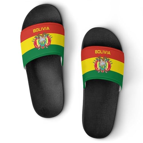 Bolivia Flag House Slippers for Women Men Lightweight Open-toe Slide Shoes for Bathroom Swimming Beach