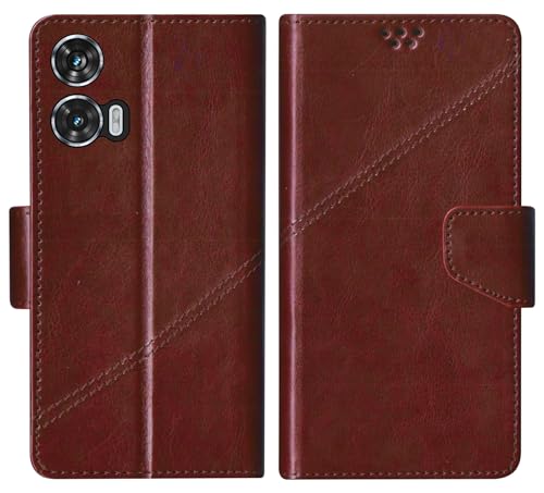 Image of SBMS Flip Cover for Motorola Moto Edge 50 Fusion 5G / Moto G96 / Moto G85 Flip Cover Case Back Cover Case with Magnatic Closure | Inbuilt Stand | Card & Money Pocket (Coffe Brown)