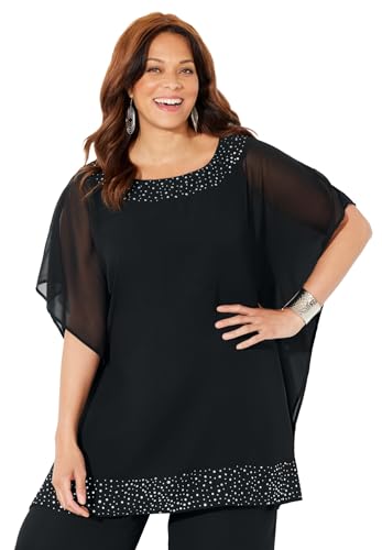 Catherines Women's Plus Size Embellished Poncho
