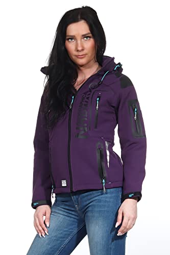 Geographical Norway Reine Lady - Veste Softshell Femme Impermeable - Jacket À Capuche Outdoor - Blouson Coupe Vent...