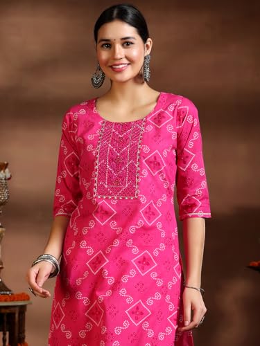 Image of Libas Printed Cotton Straight Kurta With Trouser and Dupatta
