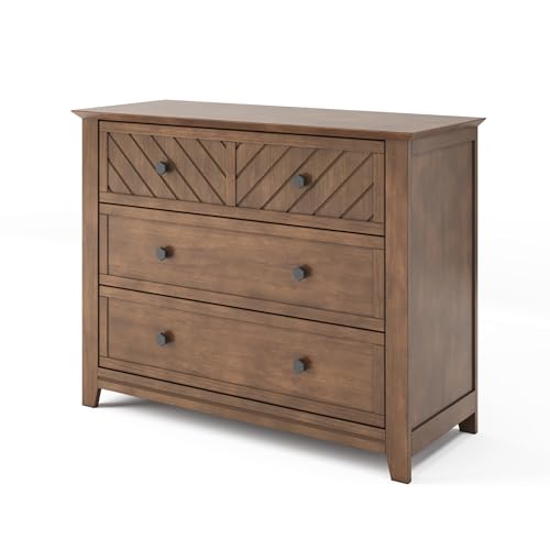 Child Craft Atwood Design 3 Drawer Chest, Kids Dresser for Nursery or Baby Bedroom, Prevent Tipping with Anti-Tip Kit Included, Real Wood and Pine, Big Storage Baby Safe Finish - (Cocoa Bean Brown)